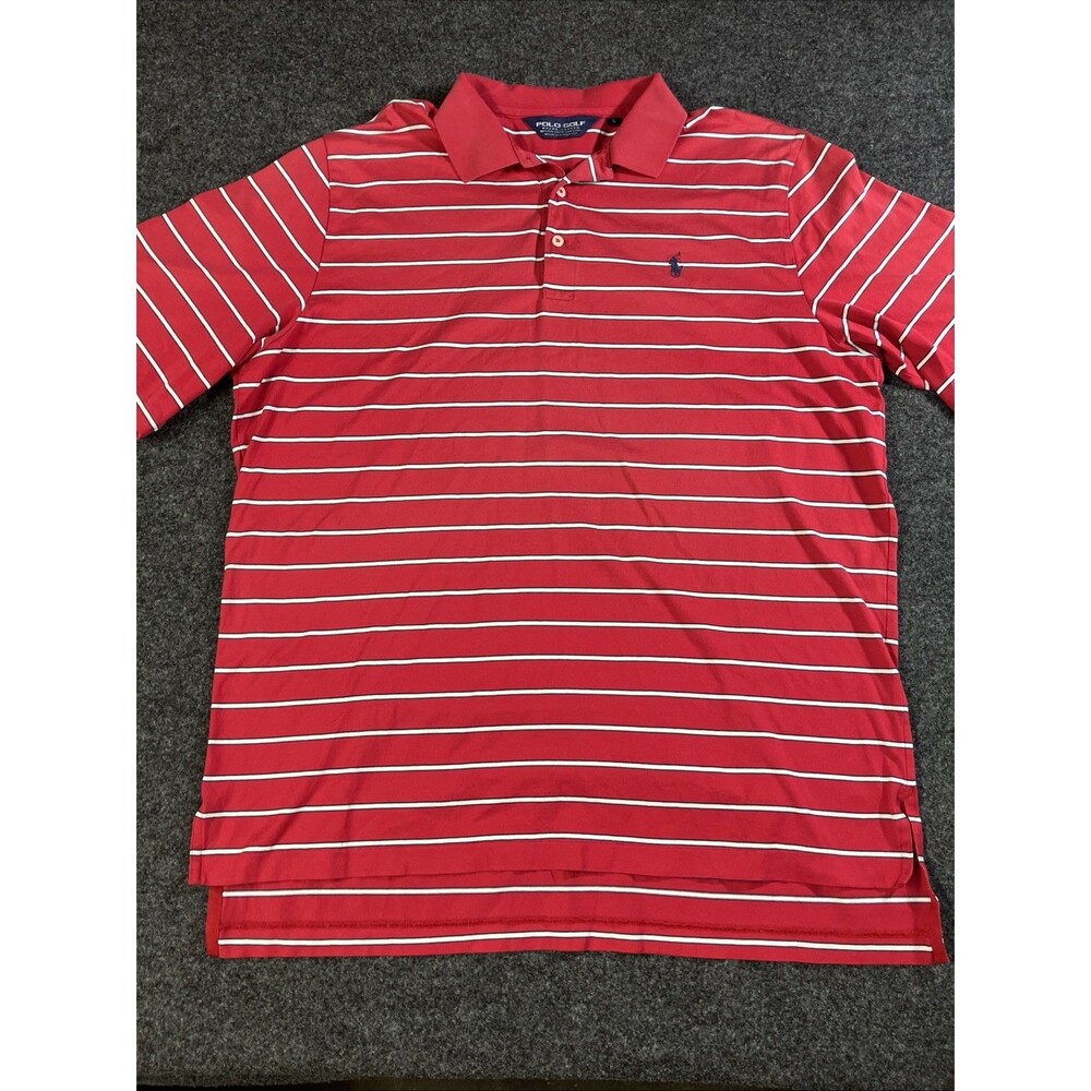 Vtg Polo Golf Ralph Lauren Striped Polo Shirt Large Yocha Dehe Golf Club Red L